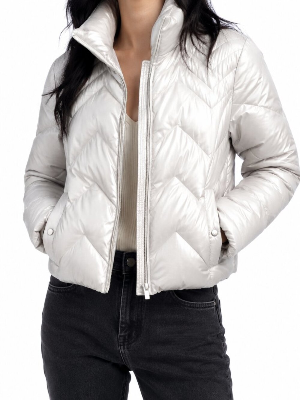 Vero Moda Beige Cropped Puffer Jacket SIZE SMALL